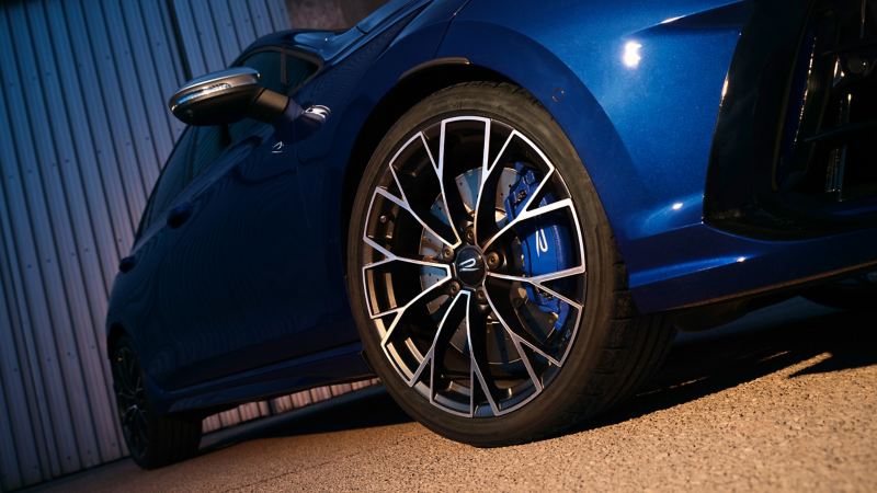 Close-up of VW tyre on a VW Golf R