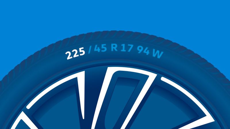 Illustration of tyre labelling: Tyre width in millimetres