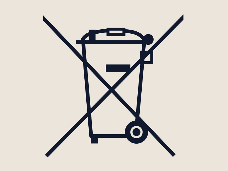 Icono: símbolo de un contenedor de basura con ruedas tachado