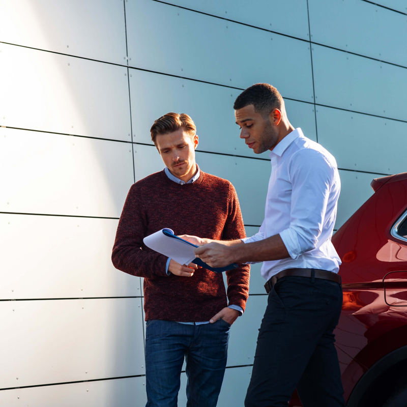 Volkswagen retailer with customer