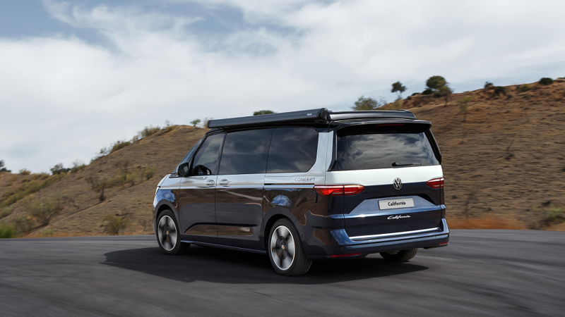 Volkswagen California Concept driving along a road. 