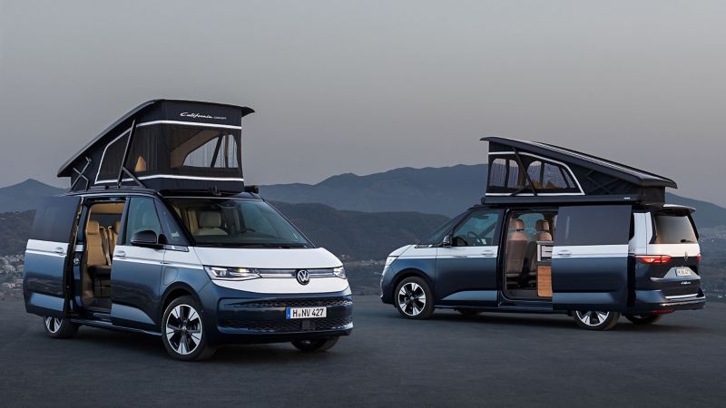 Volkswagen California Concept vans parked side by side 