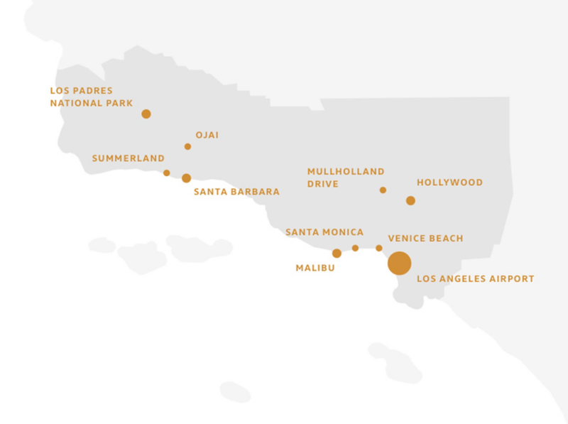 sketch map of California ocean coastline
