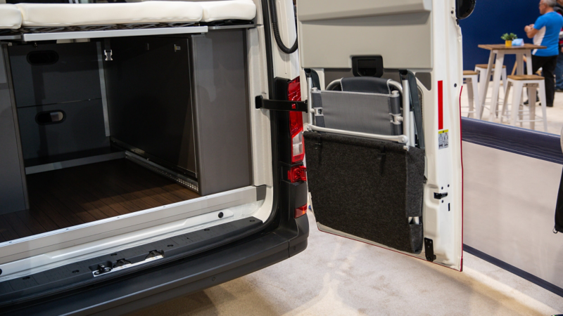 Grand California seat built into a door