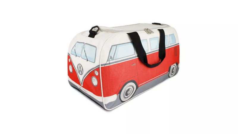 Mochila de combi Volkswagen de colores blanco y rojo.
