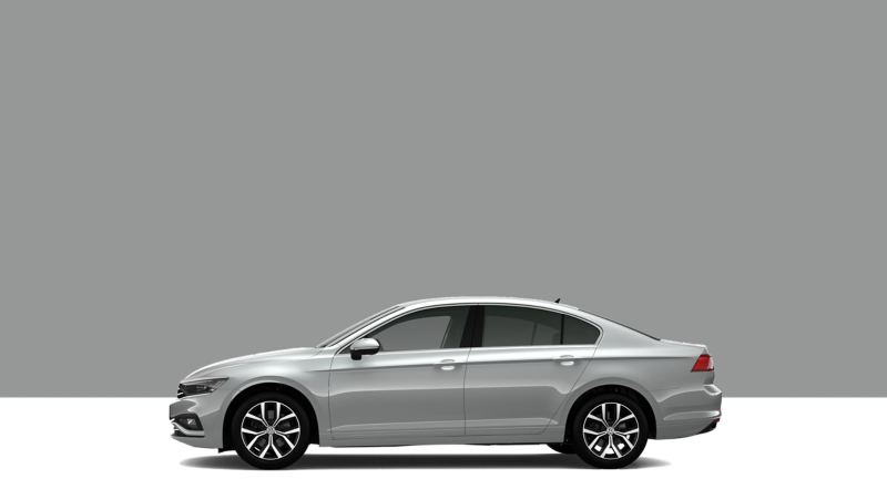 Side view of a Volkswagen Passat on a grey background