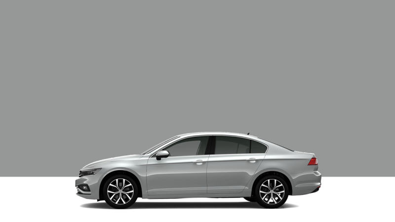 Side view of a Volkswagen Passat on a grey background