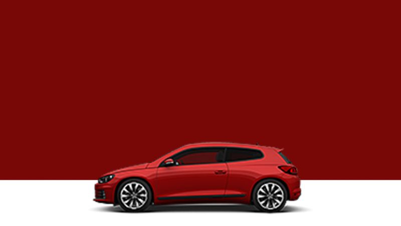 Side view of a Volkswagen Scirocco on a red background