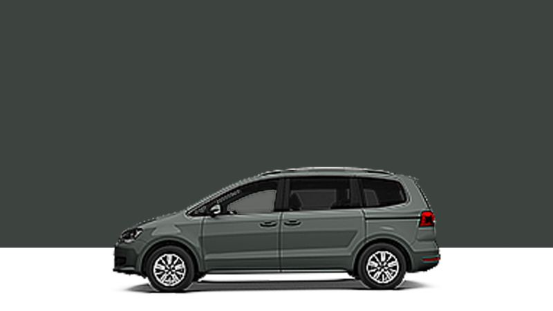 Side view of a VW Sharan on a grey background