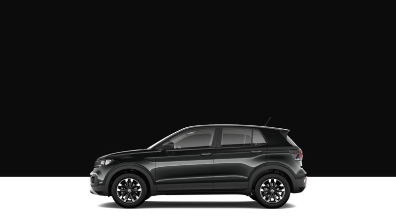 Side view of a VW T-Cross on a black background