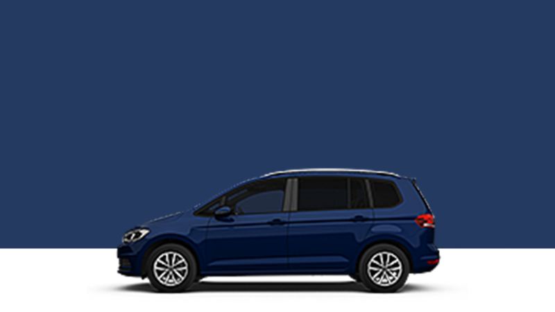 Side view of a Volkswagen Touran on a blue background