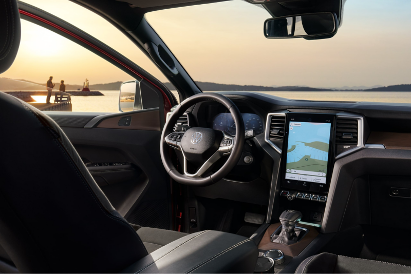 The cockpit of the VW Amarok.