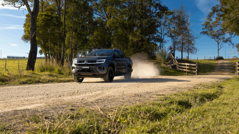 Amarok driving through farm land