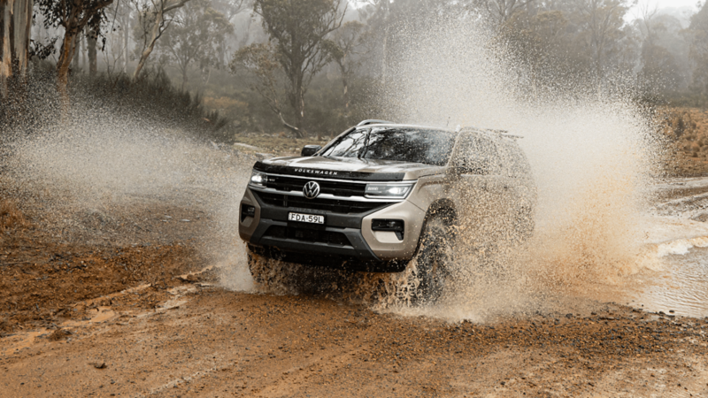 Amarok driving through creek