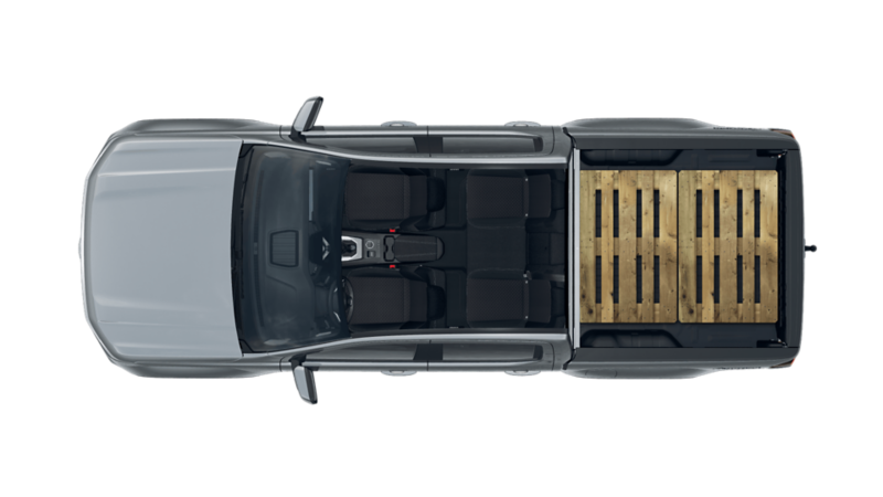 VW Amarok Aventura lastad med två EU-pallar.