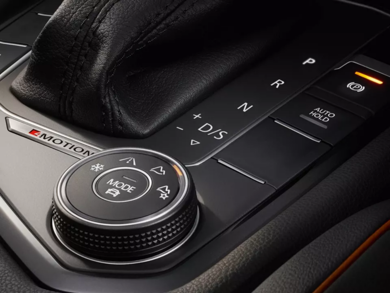 Close up of the mode selector and gear selector in a VW car