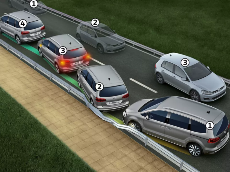 Illustration of how cars react when they hit a crash barrier