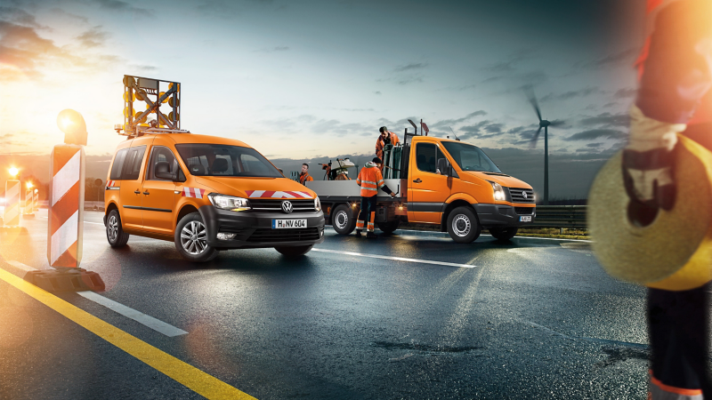 Caddy Van Orange en Crafter pick-up Orange 3/4