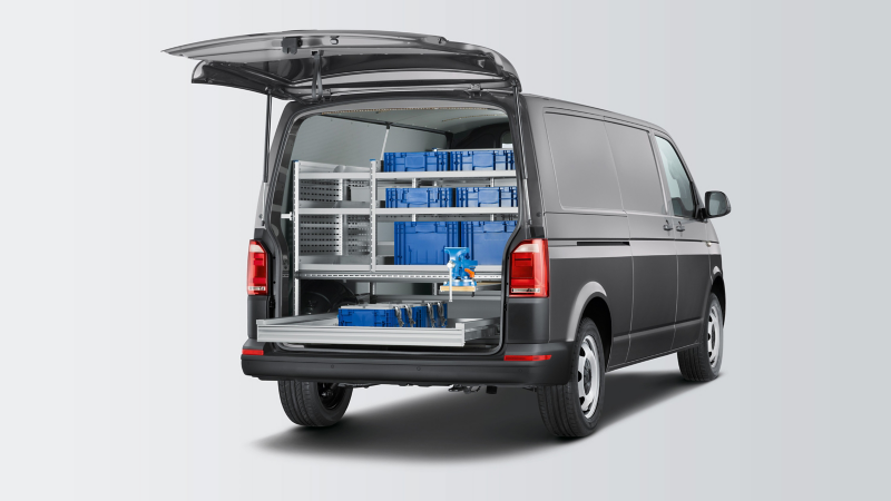 Transporter servicewagen grijs 3/4 van achter