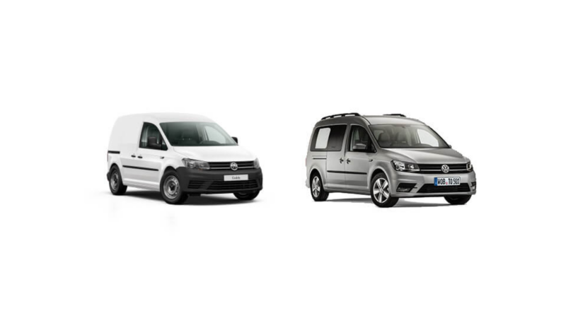 Caddy wit grijs 3/4 witte achtergrond