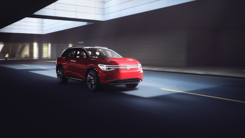 ID. ROOMZZ, la SUV eléctrica de Volkswagen en color rojo