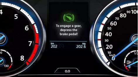 Volkswagen Brakes warning light to enagage a gear, depress the brake pedal
