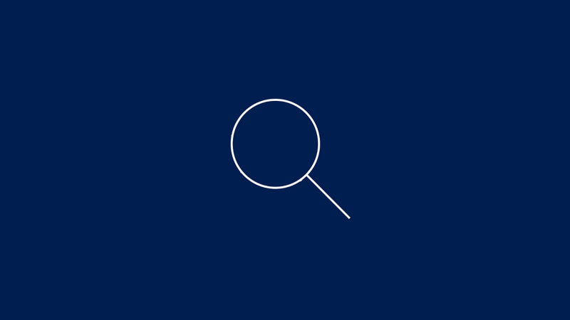 Search icon shown as a magnifying glass on a blue background