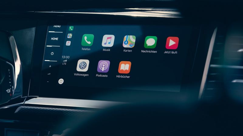 Touchscreen display in VW Transporter 6.1 showing We Connect apps