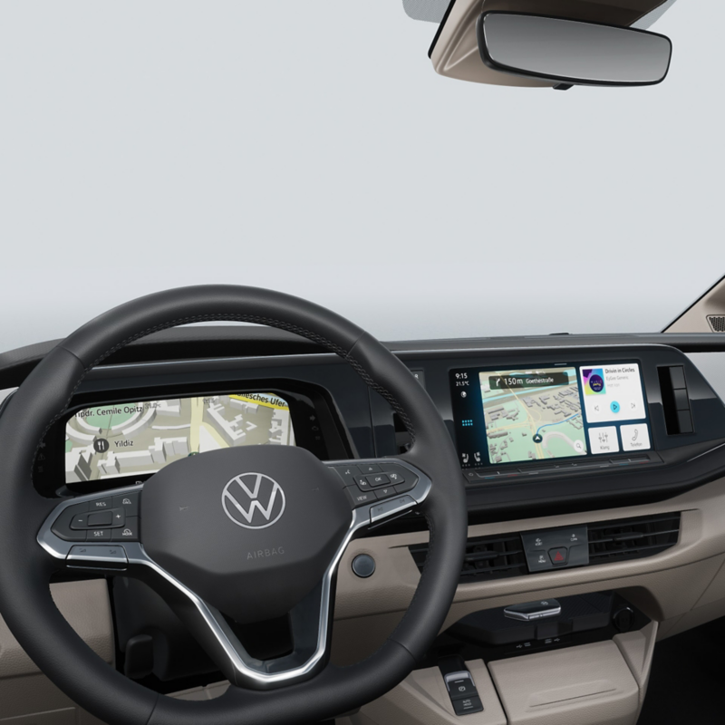 Instrumentpanelen i en VW California visar VW Connect.