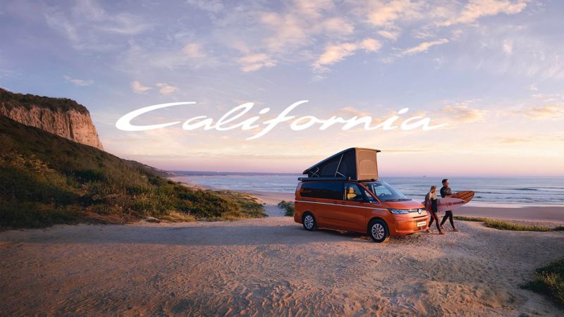 Photo of the new California parked on a beach.