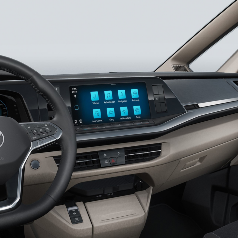In-car shop i en VW California.