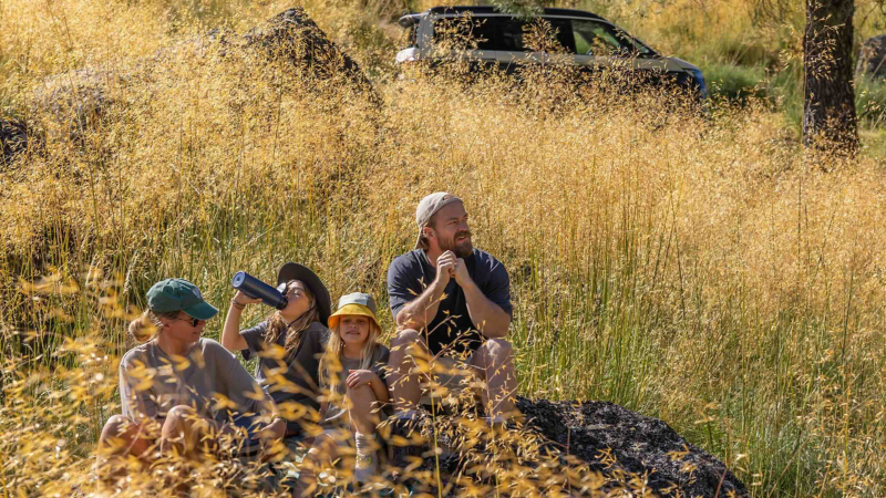 Family in a field.