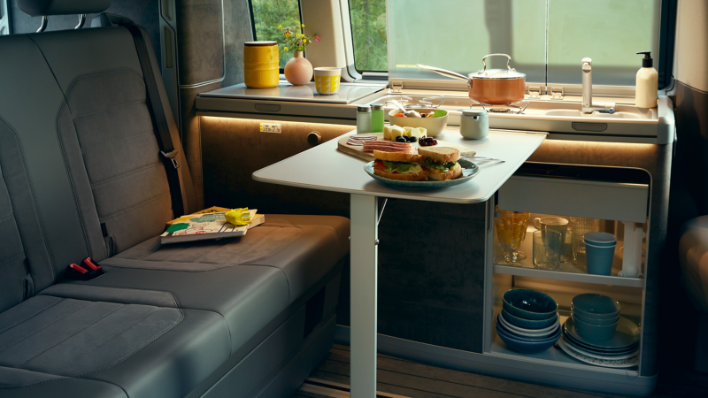 Eating area in the VW California.