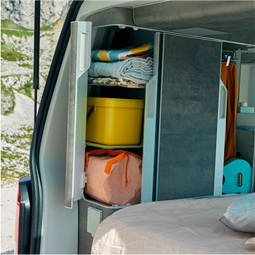 El espacio de almacenamiento del VW California 6.1.