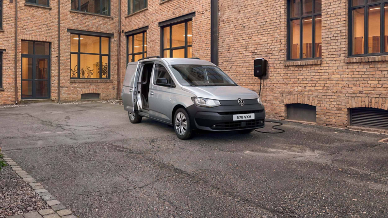 the open doors of a caddy cargo demonstrating the sliding mechanism