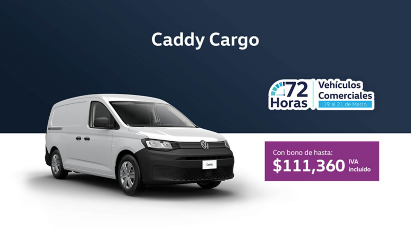 Promoción del mes, camioneta tipo van Caddy Cargo de VW