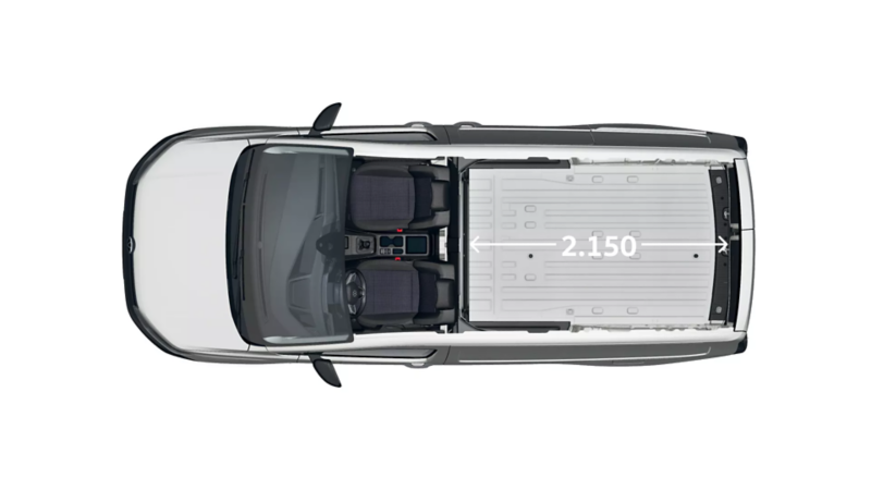 Caddy Cargo Maxi wymiary widok z góry.