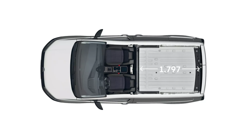 Caddy Cargo wymiary widok z góry.