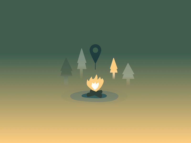 Une illustration d'un feu de camp California app