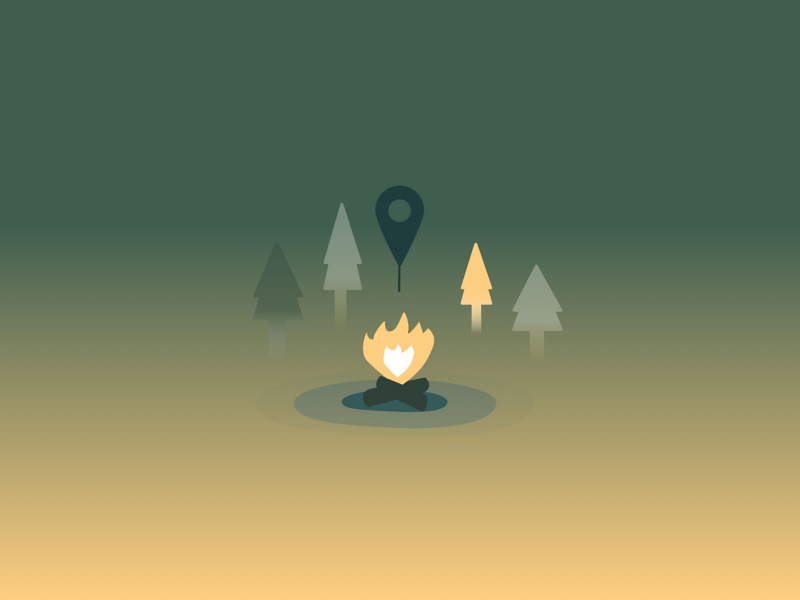 Une illustration d'un feu de camp California app