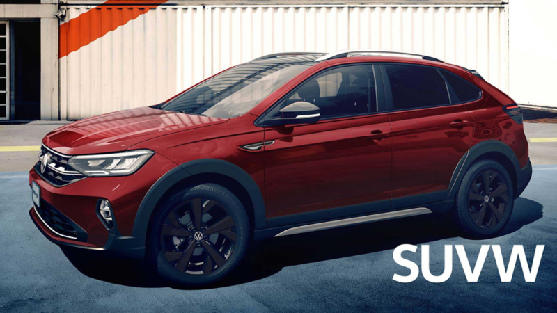 Nuevo Nivus 2022. Camioneta SUV de Volkswagen versión Black en color rojo. 