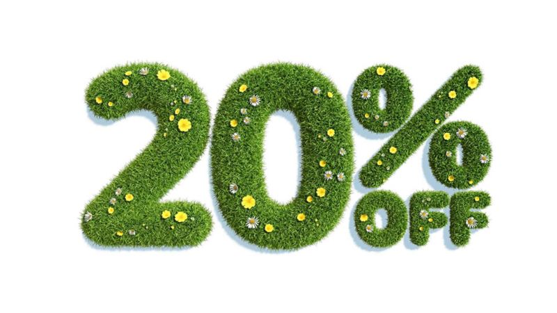 Graphic of '25% Off' depicted in grass