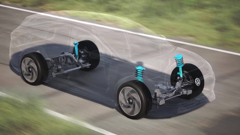 A visual displaying the Dynamic Chassis Control technology