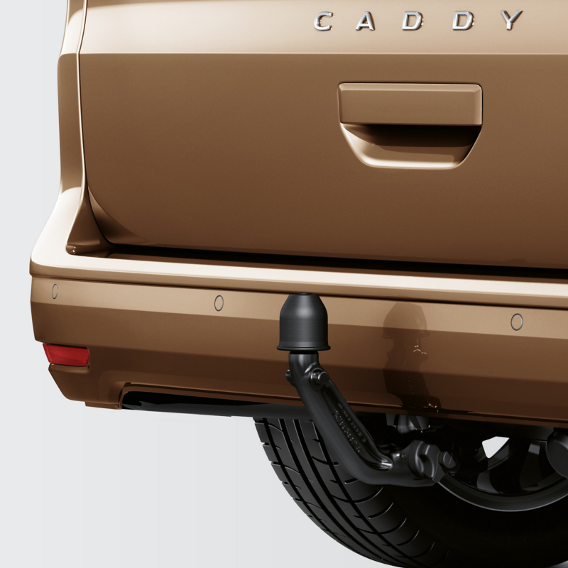 Närbild på dragkroken på en VW Caddy.