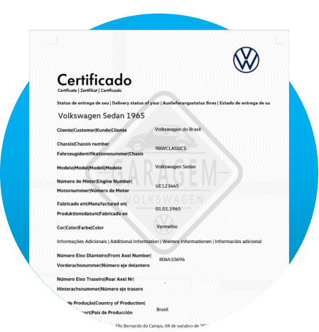 Certificado de Clássicos Volkswagen