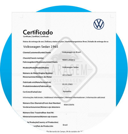 Certificado de Clássicos Volkswagen