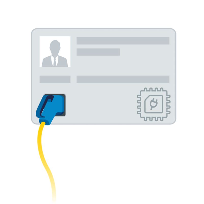 Illustration of a Charge card with an attached charging cable