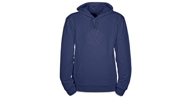 Felpa blu con cappuccio con logo Volkswagen.