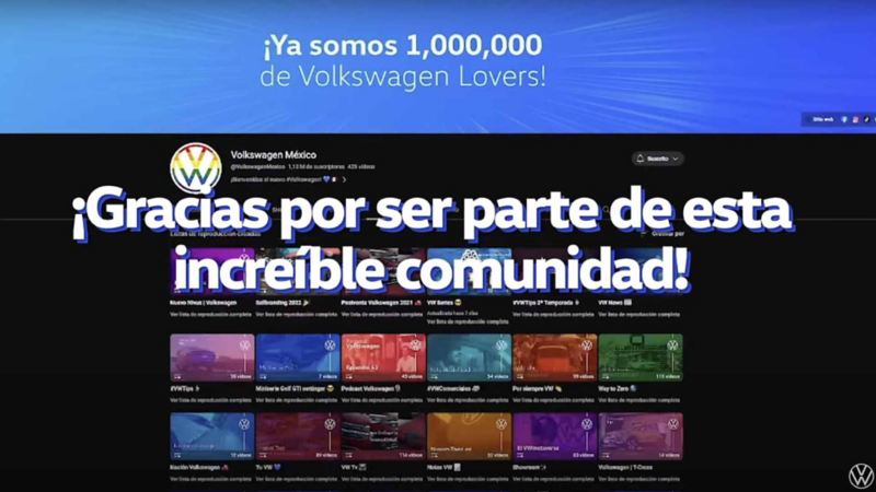 Canal de Volkswagen México en YouTube llega al millón de seguidores. 