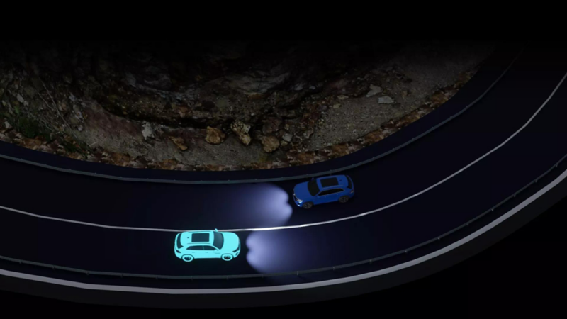 Render de Lane Assist, asistente de manejo presente en autos y camionetas de Volkswagen.